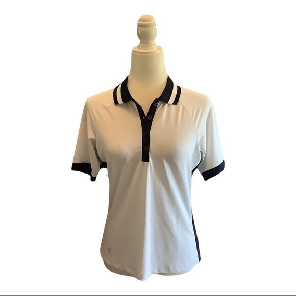 GGBlue Golf Polo Shirt in White with a Blue Trim. Excellent Condition Size S - Picture 1 of 5